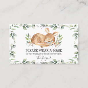 Chic Greenery Deer Baby Shower Wear a Mask  Enclosure Card
