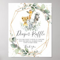 Chic Greenery Jungle Animals Baby Diaper Raffle
