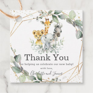 Chic Greenery Jungle Animals Baby Shower Birthday Favour Tags