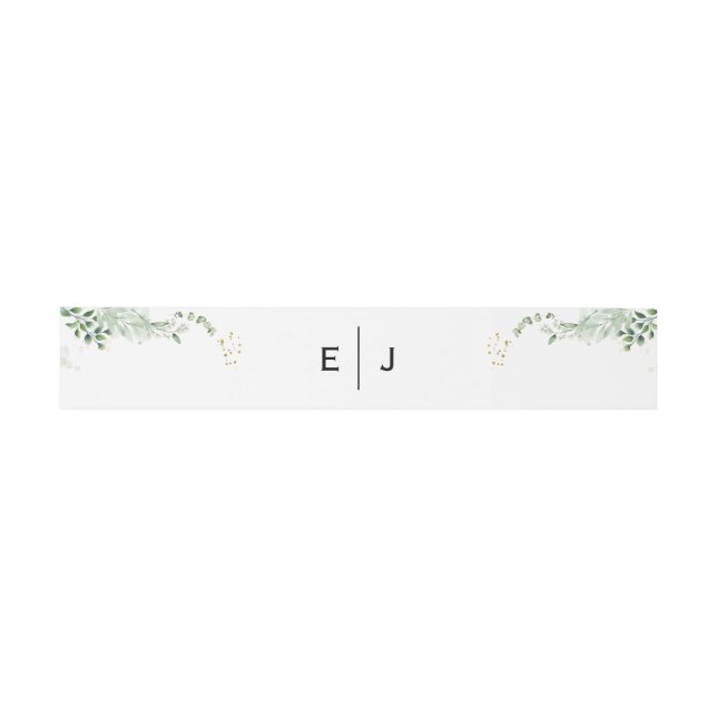 Chic Greenery Monogram Invitation Belly Band (Flat)