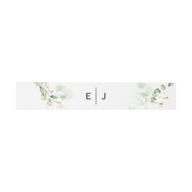 Chic Greenery Monogram Invitation Belly Band (Flat)