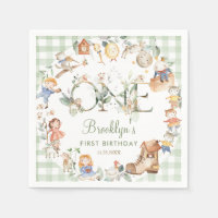 Chic Greenery Nursery Rhyme 1st Birthday Neutral