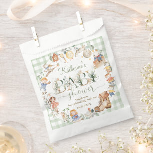 Chic Greenery Nursery Rhyme Neutral Baby Shower Favour Bags