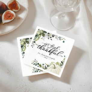 Chic Greenery Pumpkin Thanksgiving Dinner  Napkin