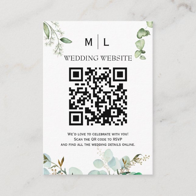 Chic Greenery QR Code Enclosure Invitation (Front)