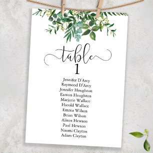 Chic greenery wedding table plan, modern font invitation