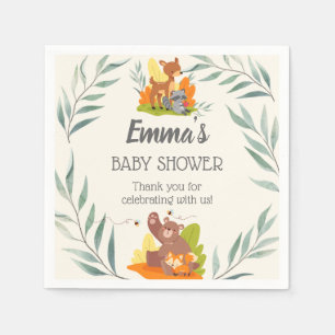 Chic Greenery Woodland Animals Baby Shower Forest Napkin
