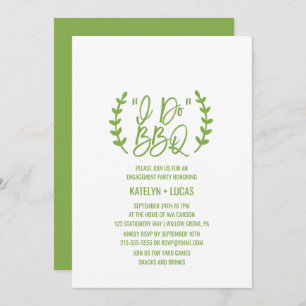 Chic Greenery Wreath Calligraphy I Do BBQ Invitation