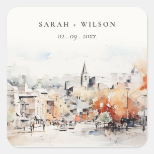 Chic Greenville South Carolina Landscape Wedding Square Sticker