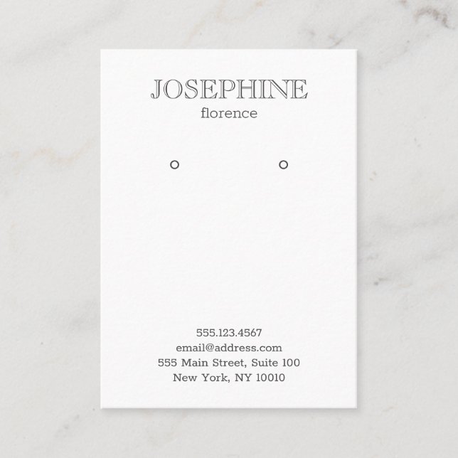 Chic Grey and White Earring Display Business Card (Front)