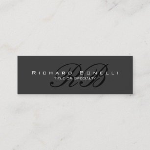 Chic Grey Black Calligraphy Monogram Business Card