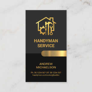 Chic Grey Black Gold Handyman Tools Business Card