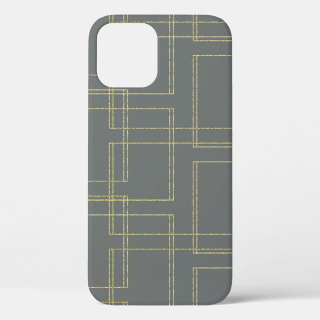 Chic Grey & Gold Geometric Glam Case-Mate iPhone Case (Back)