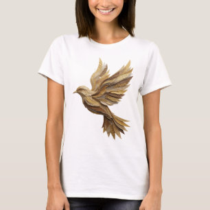 Chic Grey GOLDEN BIRD Design T-Shirt