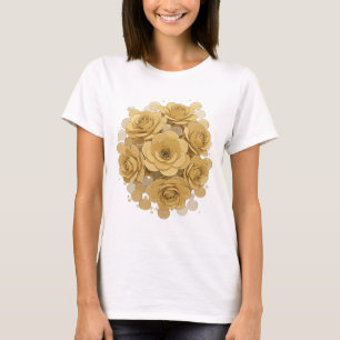Chic Grey GOLDEN ROSES Custom Design T-Shirt