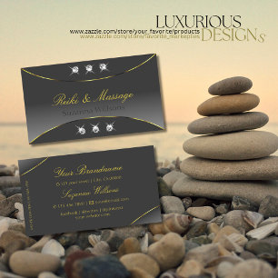 Chic Grey Gradient with Gold Ornate Sparkle Jewels Business Card
