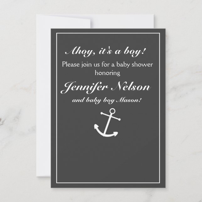 Chic Grey Grey White Nautical Shower Invitation (Front)