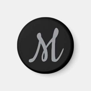 Chic Grey Initial Letter Monogram Modern Magnet