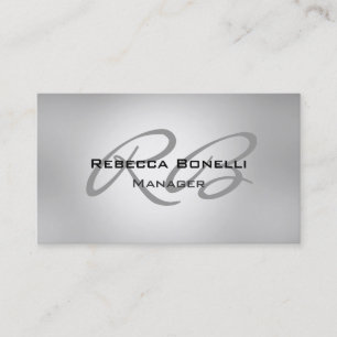 Chic Grey Monogram Manager Business Card