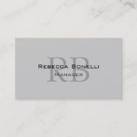 Chic Grey Monogram Manager Business Card