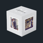 Chic Grey Monogram Wedding Photo Cube<br><div class="desc">Display four of your favourite wedding photos in chic style with our subtly patterned photo cube. Design features an elegant grey trellis pattern surrounding each of your photos,  with your single initial monogram and last name on the top panel.</div>