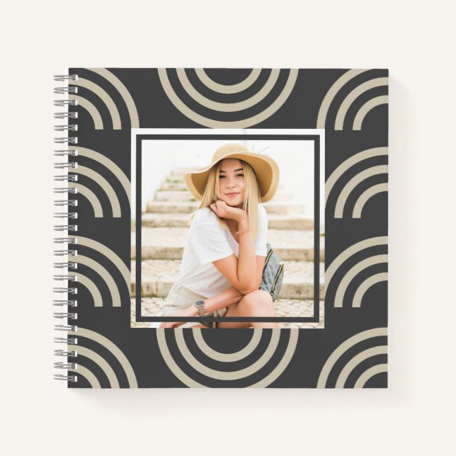 Chic Grey Rainbow Photo Notebook (Front)