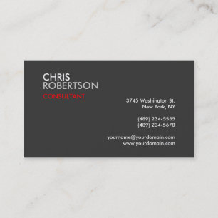 Chic Grey Red Attractive Business Card