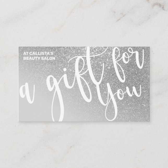 Chic Grey Silver Glitter Gradient Gift Certificate (Front)