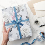 Chic Grey Silver White Floral Wedding Wrapping Paper<br><div class="desc">Chic Grey Silver White Floral bridal shower wedding</div>