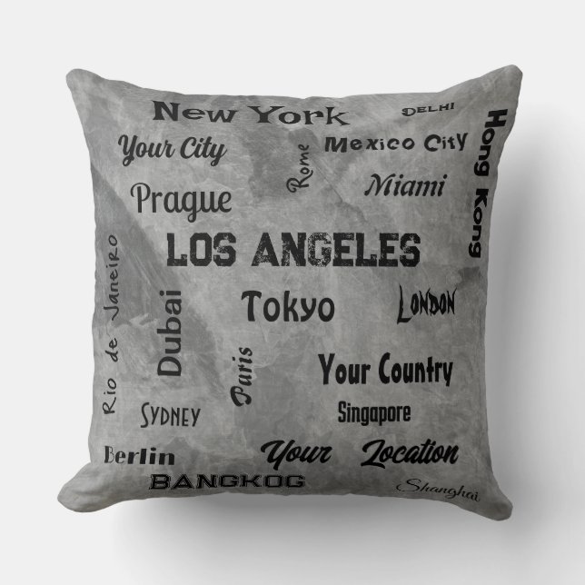 chic grey stone optic mega cities of the world cushion (Front)