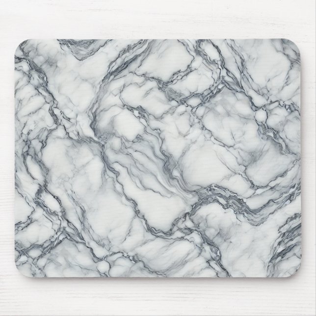 Chic Grey & White Marble Look Glamour Mouse Pad (Front)
