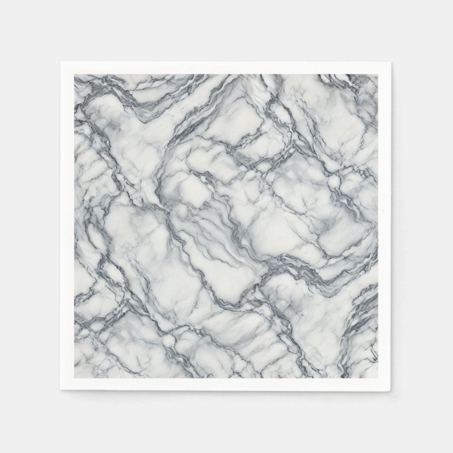 Chic Grey & White Marble Look Glamour Napkin (Front)