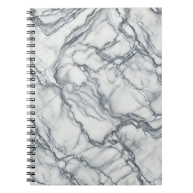 Chic Grey & White Marble Look Glamour Notebook (Front)