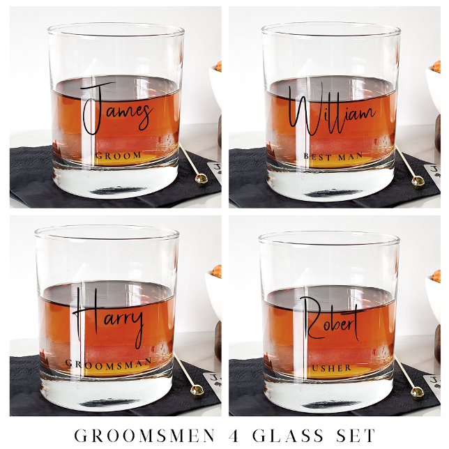 Chic Groom Groomsmen Usher Wedding Whiskey Glass (Creator Uploaded)