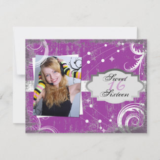 Chic Grunge Sweet 16 Birthday Party Invitation