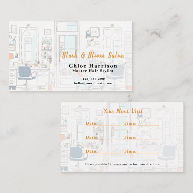 Chic Hair Salon Appointment Card & (Front/Back)