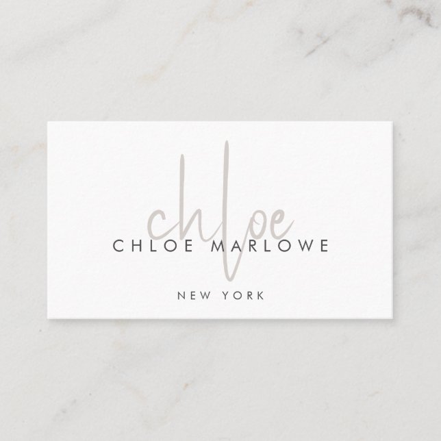 Chic Hair Stylist Minimalist Monogram    Business Card (Front)