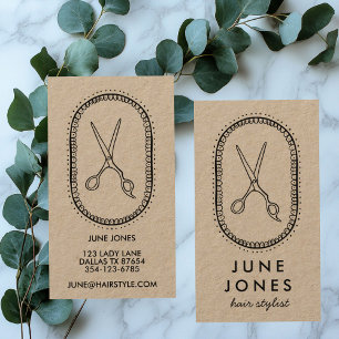 Chic Hair Stylist Scissors Salon Minimal Kraft Business Card