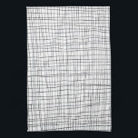 Chic hand drawn stripe black & white grid tea towel<br><div class="desc">Decorate your kitchen with this cool towel. Makes a great housewarming or wedding gift! 
You can customise it and add text too.
Check my shop for lots more colours and patterns!</div>