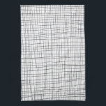 Chic hand drawn stripe black & white grid tea towel<br><div class="desc">Decorate your kitchen with this cool towel. Makes a great housewarming or wedding gift! 
You can customise it and add text too.
Check my shop for lots more colours and patterns!</div>