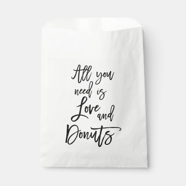 Chic Hand Lettered All you need is Love and Doughn Favour Bags (Front)
