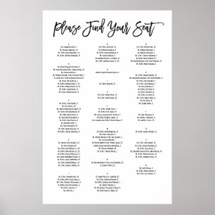 Chic Hand Lettered Alphabetical Seating Chart
