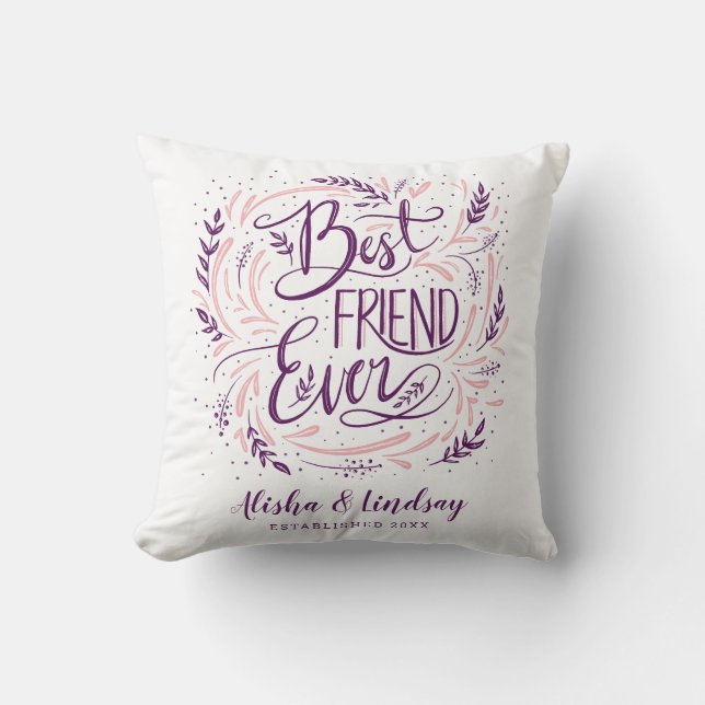 Chic Hand Lettered Best Friend Ever Personalised Cushion (Front)