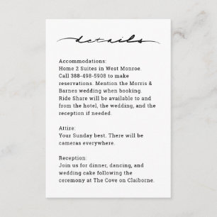 Chic Hand Lettered Details Enclosure Card