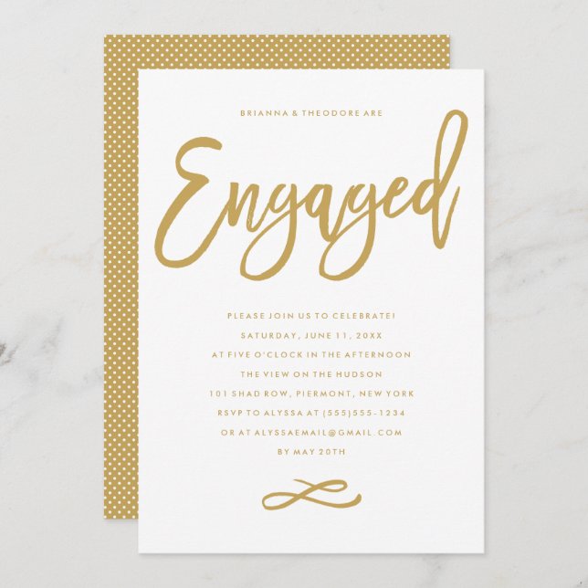 Chic Hand Lettered Engagement Party Invitation (Front/Back)
