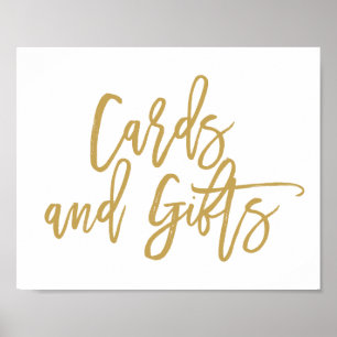 Chic Hand Lettered Gold Cards and Gifts Sign