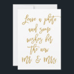 Chic Hand Lettered Gold Photo and Wishes Advice Card<br><div class="desc">"Leave a photo and some wishes for the new Mr. & Mrs."</div>