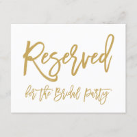 Chic Hand Lettered Gold Reserved Bridal Party