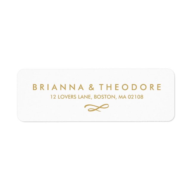Chic Hand Lettered Gold Return Address Label (Front)