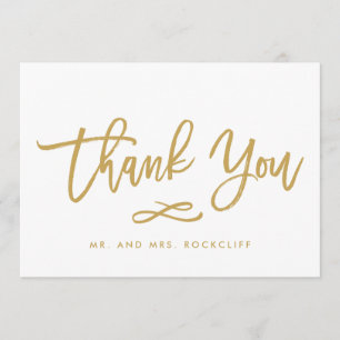 Chic Hand Lettered Gold Thank You Flat